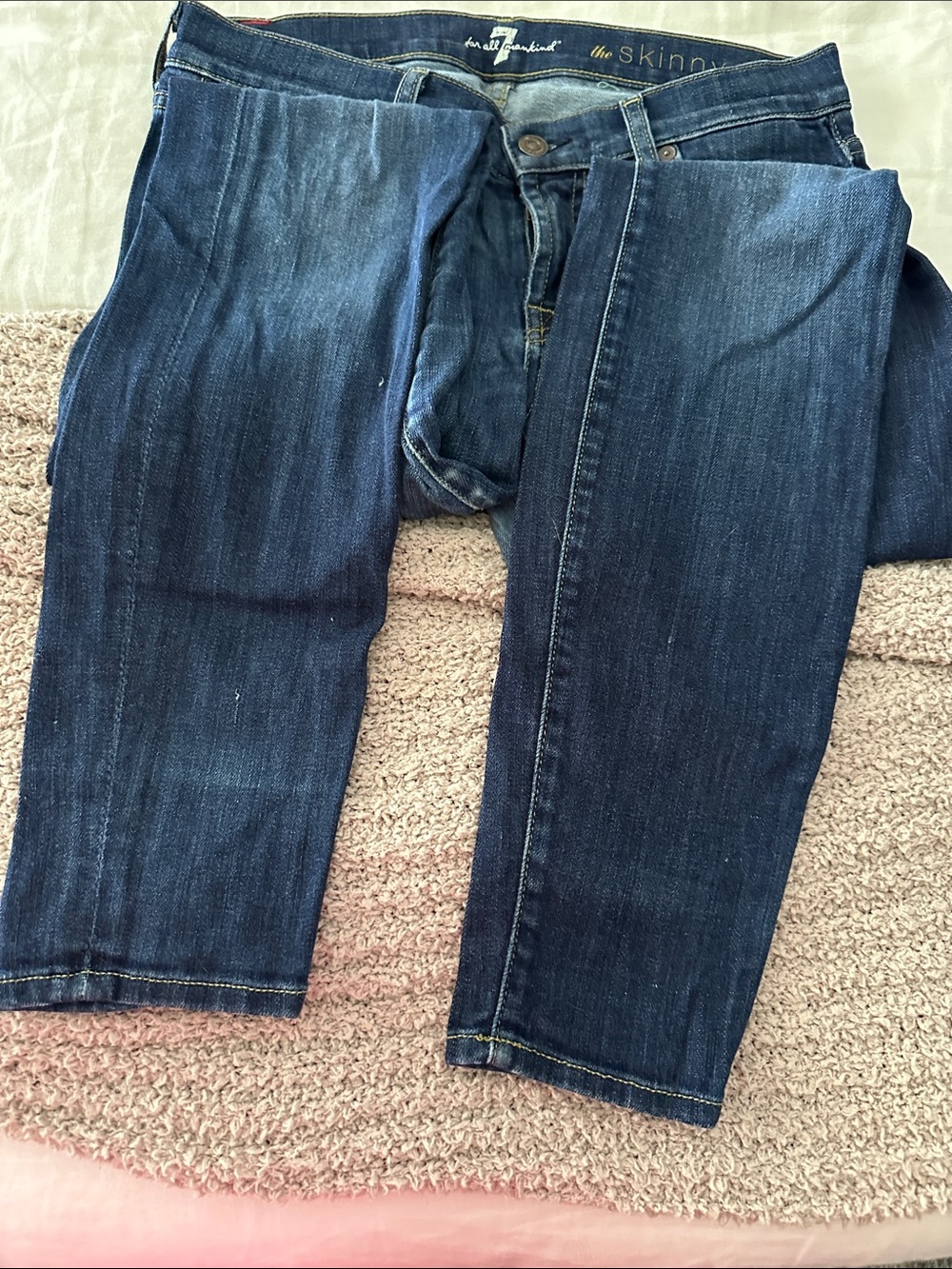 7 For All Mankind Women’s Dark Blue Skinny Jeans - Picture 4 of 6